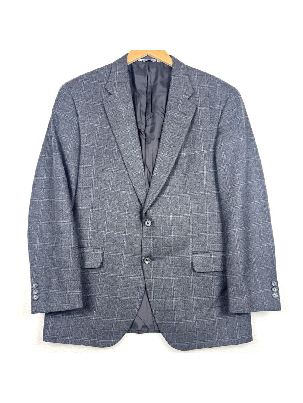 Robert Talbott Carmel California 44R Gray Windowpane Sport Coat Blazer Wool 100s
